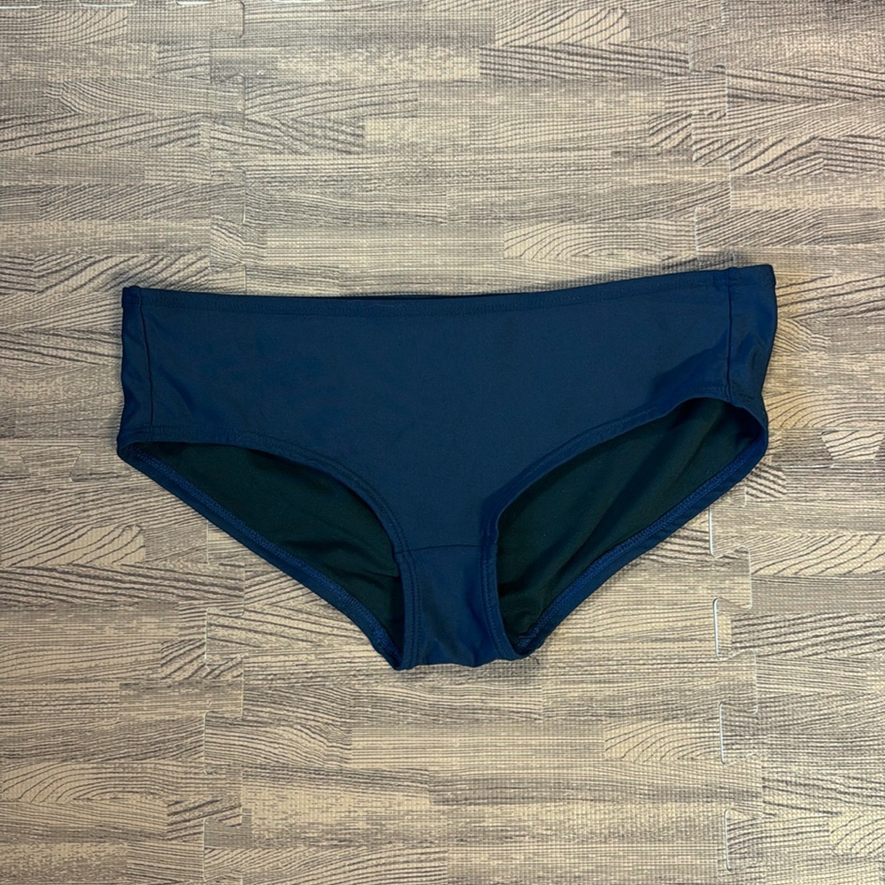 NAVY HIGH WAISTED BIKINI BOTTOMS SIZE MEDIUM